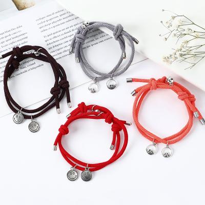 China FASHIONABLE Smile 13colors Custom Magnetic Wine Color Blue Bracelet For Couples 2pcs/set KIB043 for sale