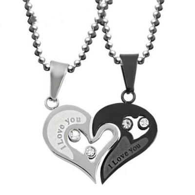 China Romantic Alloy Heart Wish Making Pendant Necklace For Lover Couples 2pcs/set NA067 for sale