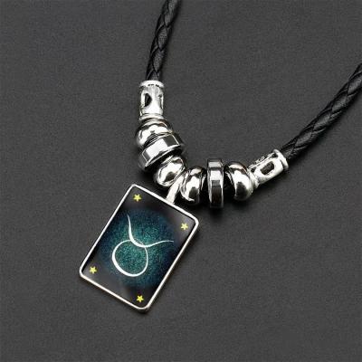 China Punk Fashion 12 Zodiac Twelve Pendant Necklaces Designs Glass Jewel-Symbol ZNS-03 for sale