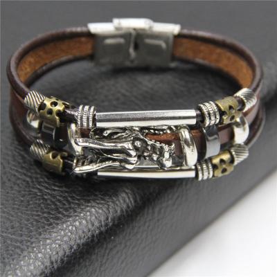 China ALLOY Bangle Vintage Punk Rock Strap Bracelet Leather Dragon Head FREE SAMPLE for sale