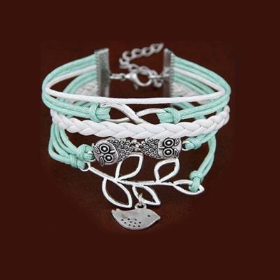 China Friendship Leather Warm Hand Multilayer Braided Bracelet, Customized Words, Owl, Dragonfly Heart Cross Bracelet for sale