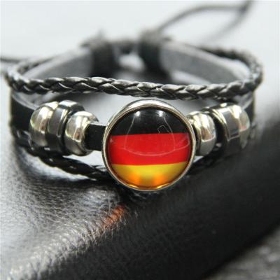 China BOHEMIA National Flag Leather Woven Various Wristband For Football Fans Sports Hot Games Promotion Gifts for sale