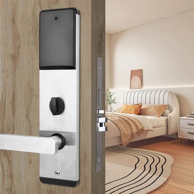 China Hotel factory customized stainless steel electronic magnetic handle lock IC card key smart door lock with card for hotel for sale