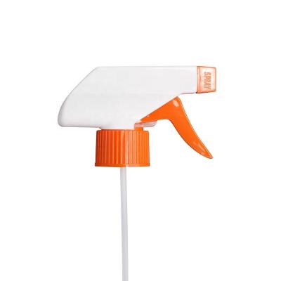 China Non Spill Square Head 28/410 Manufacturers Cleaner White Tangerine Red Plastic Trigger Sprayer for sale