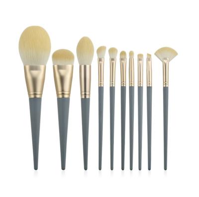 China Angular Blush Logo High Quality Beauty Cosmetic Custom Wholesale Makeup Tools Synthetic Hair Makeup Brush Set 10Pcs for sale