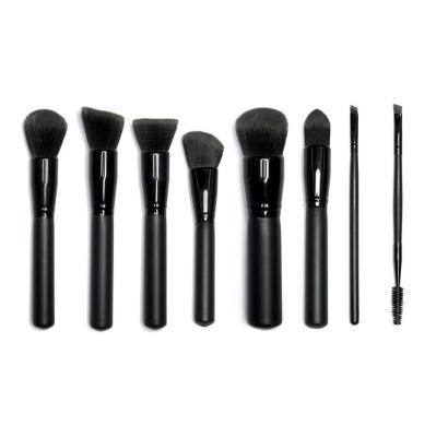 China Angular Blush Custom Logo 8Pcs Black Professional Beauty Glitter Base Makeup Brush Set for sale