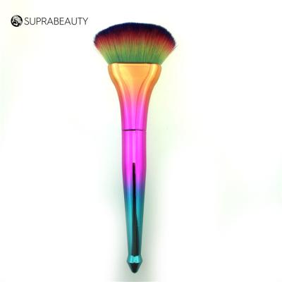 China Angular Fan Flat Spot Blush Makeup Brush Rainbow Wholesale Unicorn Foundation Plastic Synthetic Hair 1pcs face length about 16-19CM for sale