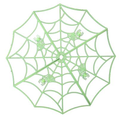 China Party Halloween Carnival Haunted House Decoration Plastic Prop Halloween Color Cobweb Horror Luminous Prop for sale