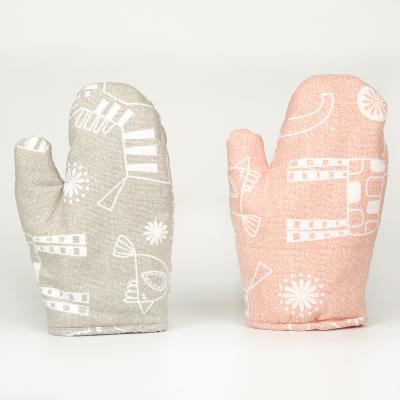 China Casual Professional Custom Printed Kitchen Heat Resistant Cotton Oven Mitts for sale