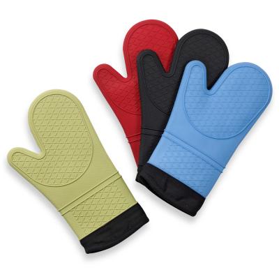 China Wholesale Non Slip BBQ Baking Non Slip Heat Resistant Silicone Oven Gloves for sale