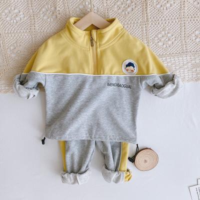 China Children's anti-pilling cartoon sports suit 2021 autumn boy's Korean color matching two-piece suit baby sweater pants for sale