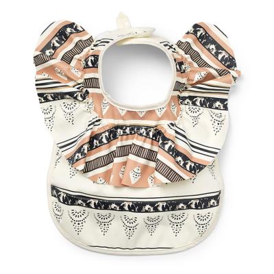 China BPA Free Waterproof PU Baby Bib With With Food Catcher Baby PU Material Bibs Wholesale for sale