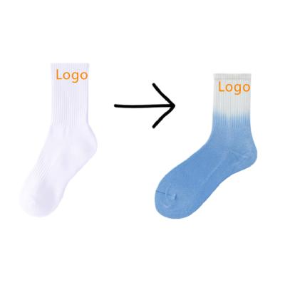 China New Design QUICK DRY Cotton Men Colorful Gradient Ramp Logo Tie Dye Custom Made Casual Socks for sale