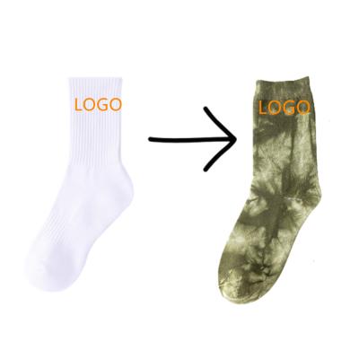 China Factory Supply QUICK DRY custom logo women men sports basketball thongs plain cotton tie dye colorful socks for sale