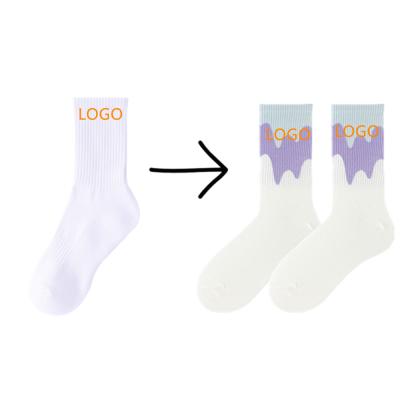 China Wholesale QUICK DRY Custom Design Logo Tie Dye Socks Happy Cotton Crew Fashion Unisex Socks for sale