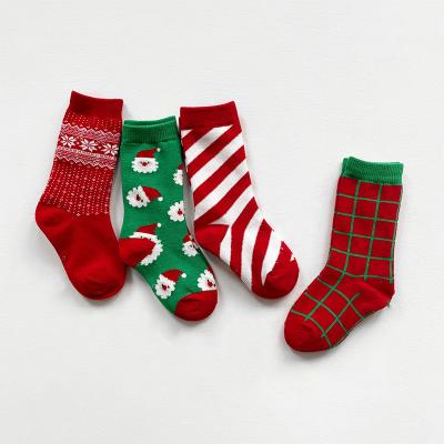 China New QUICK DRY Medium Baby Christmas Socks Children's Tube Socks Plaid Stripe Autumn And Winter Cotton Socks for sale