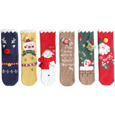 China Wholesale High Quality Coral QUICK DRY Velvet Baby Socks 100% Combed Cotton Jacquard Kids Christmas Socks for sale