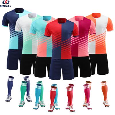 China Sets Striped High Quality Soccer Clothing Team Tank Top Football Uniform Set Quick Dry Mens Soccer Jersey Suits Football Uniform Set for sale