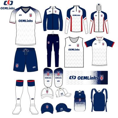 China Custom Quick Dry Football Jersey Set Soccer Jerseys Sets Football Jersey Set Soccer Wear Soccer Uniforms Sublimated England Soccer Shirt for sale