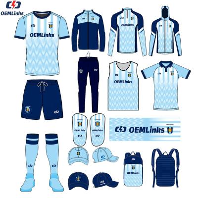 China Custom Dropshipping Quick Dry Blue Yellow Soccer Shirt Football Kit Soccer Jersey Sets Sets Sublimated Jersey Football Uniforms for sale