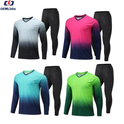 China Custom Sets Soccer Wear Long Sleeves Soccer Jersey Goalkeeper Uniform Soccer Goalkeeper Set Goalkeeper Uniform Kit for sale