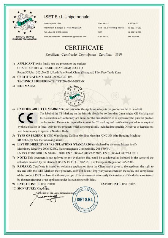 CE - OHA Machinery Industry & Trade (ShangHai) Co., LTD