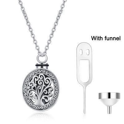 China Vintage Wholesale 925 Sterling Silver Tree Of Life Cremation Jewelry Dog Cat Memorial Urn Necklace For Ashes for sale