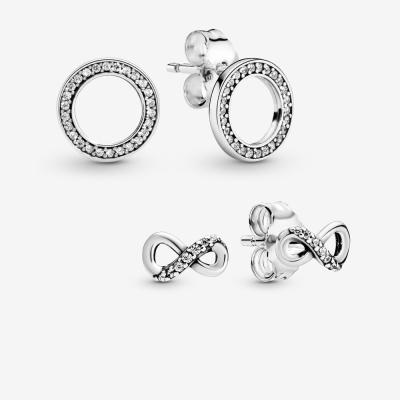 China Smooth Luxury Diamond 925 Sterling Ear Earrings For Women Designer Silver Round Bowknot Dangle Ear Dangler Accessories for sale