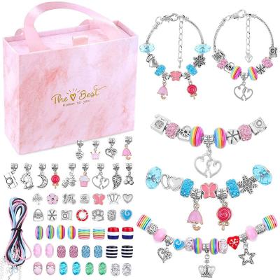 China Smooth DIY Necklace Bracelet Making Kit Set For Kids Girls Handmade Craft Gifts Bead Charms Colorful Bracelet Pulseras Toy Box for sale