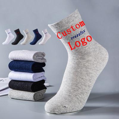 China Custom Breathable Logo Crew Socks For Men Embroidered Shorts High Quality Solid Color Patterns Cotton Adult Winter Soft Socks for sale