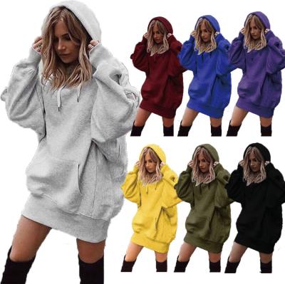 China Anti-wrinkle plus size loose long sleeve ladies women thicken casual hooded female pullover coated long oversized Hoodie sweatshirt sudadera for sale