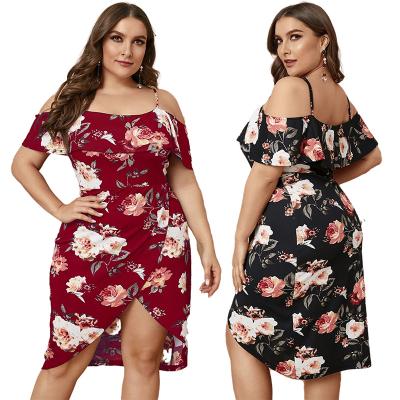 China Viable Front Slit 4XL Chill Floral Print Plus Size Dress Women's Summer Vestido Para mulher gorda Dress Plus Size Casual Dresses for sale