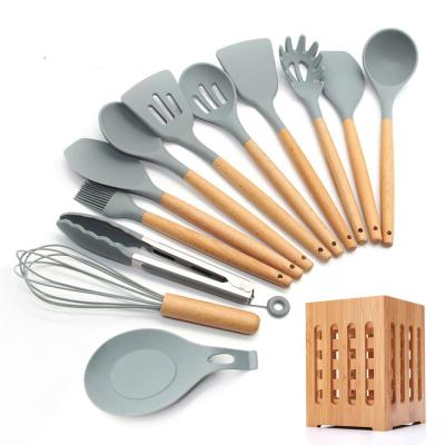 China Different Types Stainless Steel Silicone Kitchen Utensil Sustainable Hot Sale 11-12-13-PCS Non-Stick Cooking Set for sale