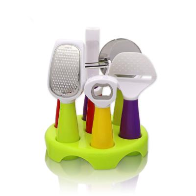 China Amazon Sustainable Hot Sale ABS Handle Kitchen Gadgets Cooking Tool Kit With Utensil Holder for sale