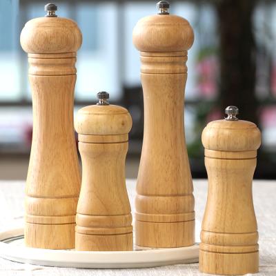 China Oven 5/8 Inch Salt and Pepper Grinder Hand Movement Oak Wooden Pepper Mill with Ceramic Grinding Rope for sale