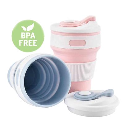 China Viable BPA Free Silicone 350ML Collapsible Reusable Coffee Cup Foldable Water Beverage Cup for sale