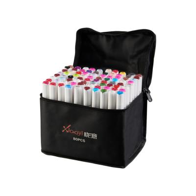 China Drawing Tip Art Markers Set Stationary Pen Set Dual Brush Pens Twin of 80 Colors Alcohol Sketch Markers for sale