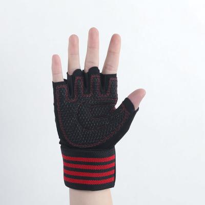 China Wholesale Unisex Professional Powerlifting Training Half Finger Breathable Adjustable Gloves Black for sale