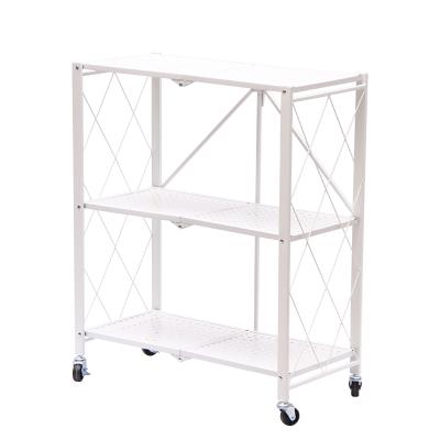 China Newest 3 Layers Stored Mobile Metal Kitchen Vegetable Or Fruit Storage Rack for sale