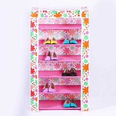 China Durable Portable Folding Dustproof Metal Shoe Rack Non-woven Fabric Multi-layer Combination Shoe Rack Storage Cabinet for sale