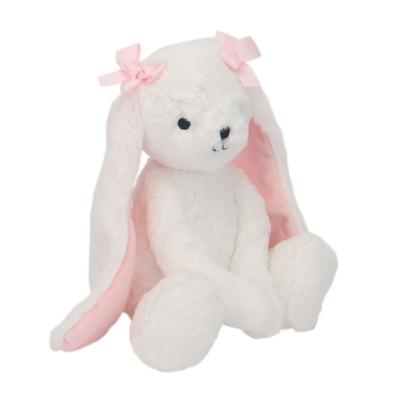 China Custom Made Eco-Friendly Long Flower Plush Ear Bunny Stuffed Animal Toy for sale