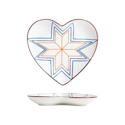 China 9 inch dinnet tableware hotel restaurant household porcelain dishes viable Japanese creative heart-shaped food western food dessert dish for sale