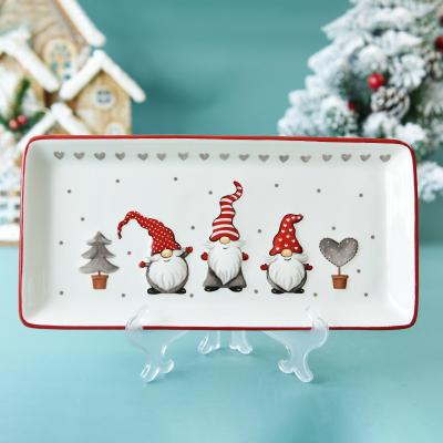 China Sustainable Nordic Creative Rectangular Ceramic Tableware Household Christmas Steak Western Steak Tray for sale