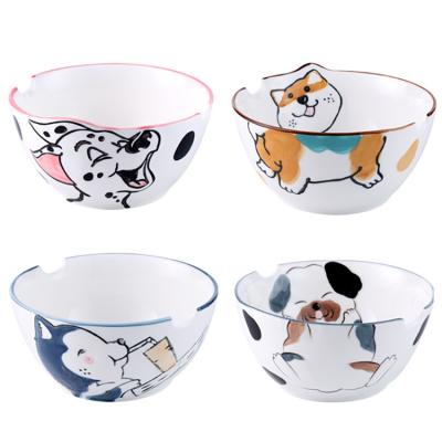 China Wholesale Stocked Cat Bowl Ceramic Food Bowl White Ceramic Round Bowls for sale