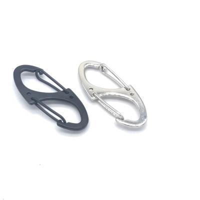 China Lightweight Alloy Buckle Mounting EDC Equipment 8 Mini Portable Metal Carabiner Ring Outdoor Shape Increasing EDC Tool Release Buckle Hook for sale