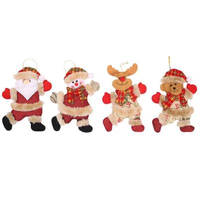 China Metal Christmas Tree Plush Ornaments Santa Snowman Reindeer Bear Plush Decorations Xmas Tree Plush Pendants Christmas Tree Hanging Dol for sale