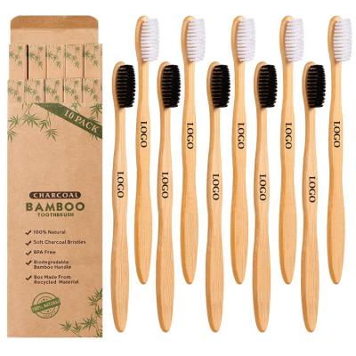 China Wholesale Custom Toothbrush Charcoal Eco Friendly Black Soft Bamboo Toothbrush Biodegradable for sale