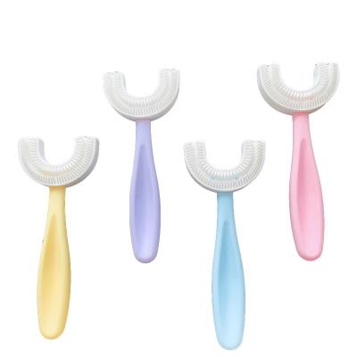 China High Quality U Shape Baby Toothbrush Baby U Shape Toothbrush 360 High Quality Child Kids Long Handle Nano Extra Soft Healthy Toothbrushes With PVC Package for sale