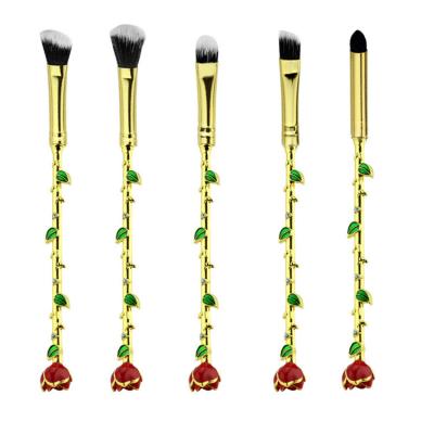 China Beauty care make tools beauty and the beast rose makeup brush gold handle eye brush beauty tools special gift for sale