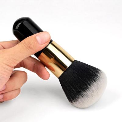 China Angular Blush Newest Big Cosmetics Wood Brush Handle Black Beauty Single Powder Brush Makeup Brushes for sale